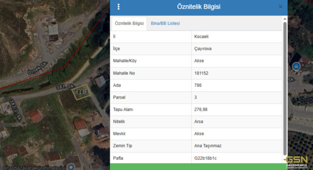 8-ÇAYIROVA ATATÜRK MAH. 4 KAT İMARLI ARSA